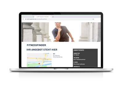 Laptop-FitnessFinder-Gesundheitsanbieter-Anzeige